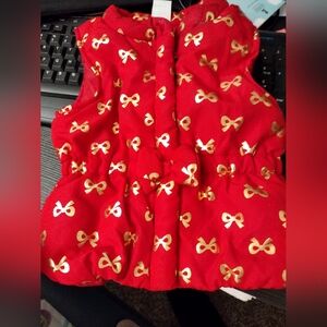 Free W/ Any Purchase - Girls Red Vest with Gold Bow Pattern